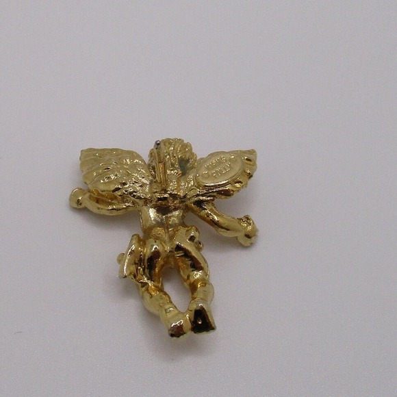Vintage Kirks Folly Goldtone Tiny Angle Cherub Baby Wings Push Pin - Picture 2 of 4
